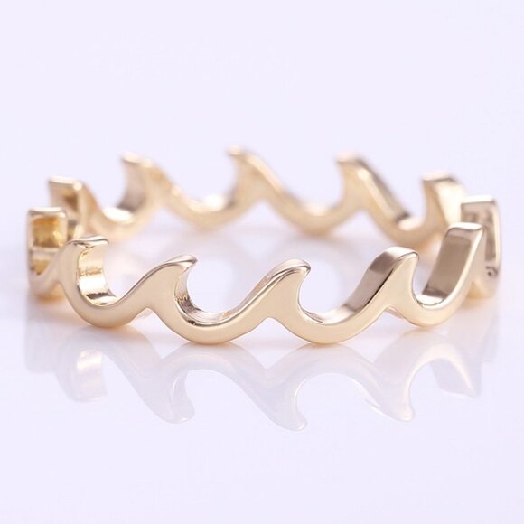 Wave Fire Minimalist Simple Trendy Anillos Lovely Rings for Women, PD071 - Picture 1 of 6